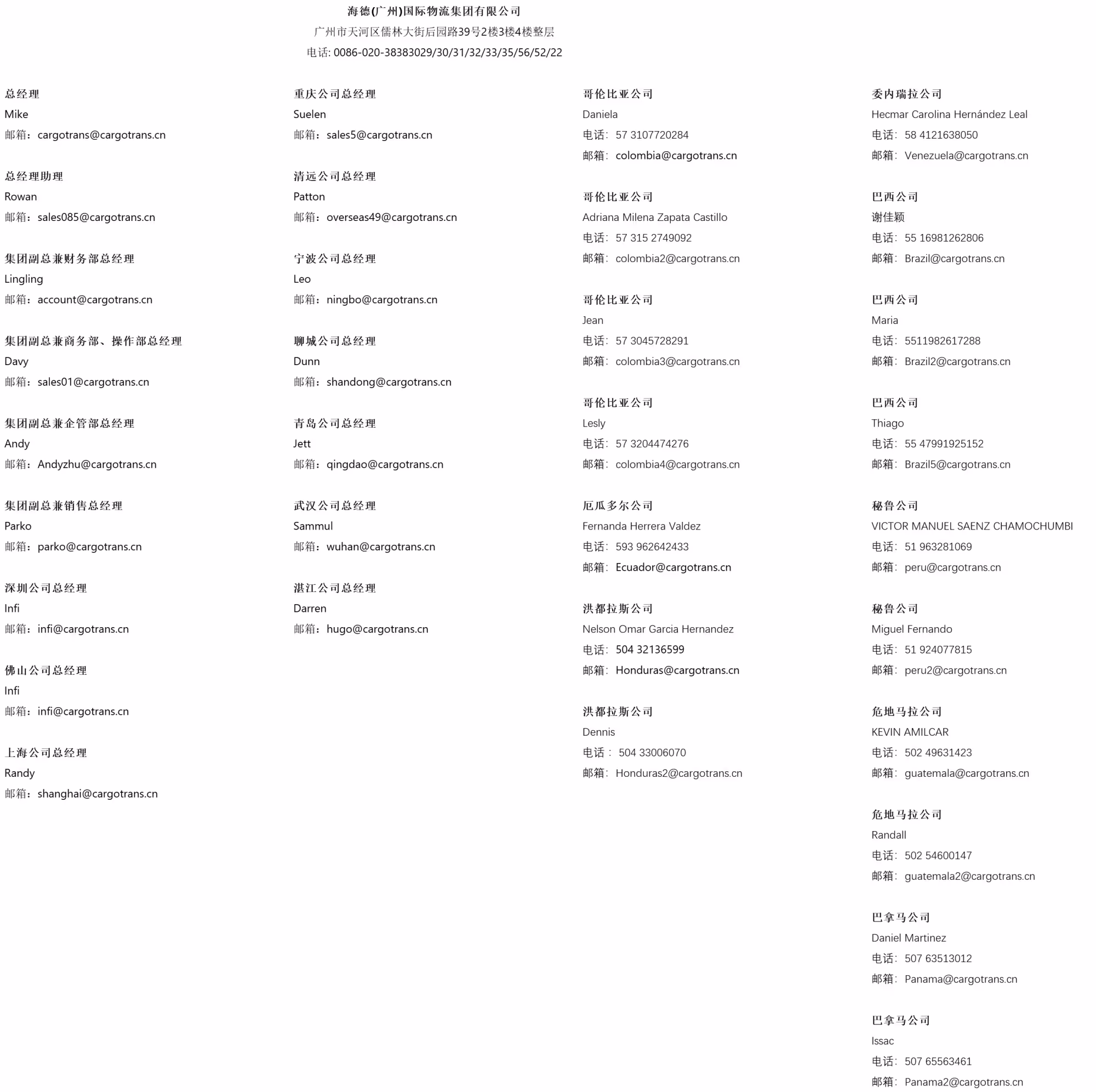 Datos de Contacto-Hyde (Guangzhou) International Logistics Group Co.,Ltd